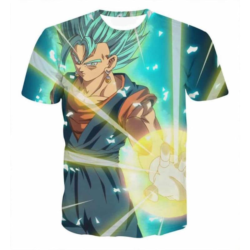Японское Аниме Dragon Ball Z 3D Печать Веджитто Синий Супер Сайян Big Bang Flash Футболка Модная Детская