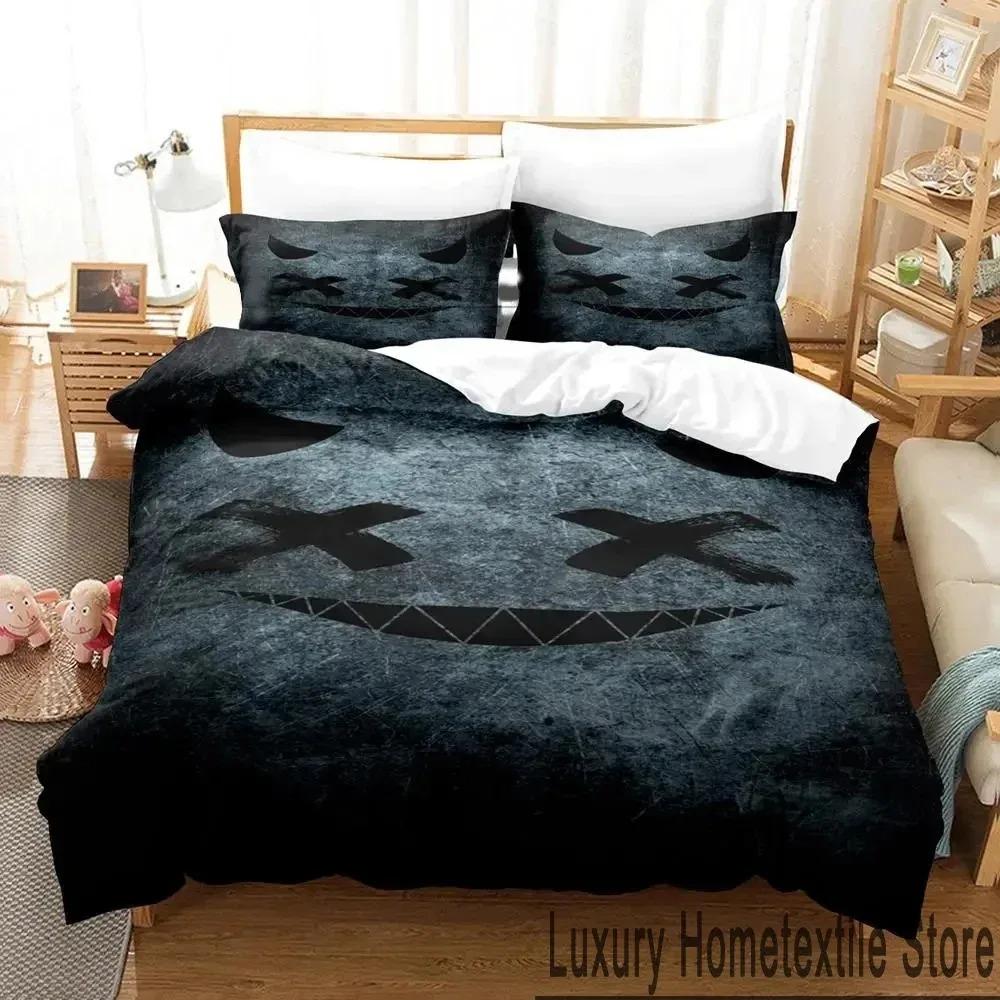3D Print XOXO Devil Smiling Face Bedding Set Duvet Cover Bed Set Quilt Cover Pillowcase Comforter King Queen Size Boys Adult
