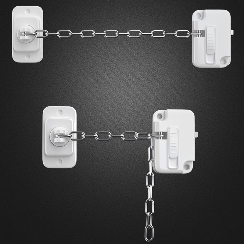 1 Pc ABS Child Safety Window Limiter Lock, Adjustable No-Drill Chain Latch for High-Rise Windows and Sliding Doors, FT6 White