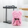Rose Bear Gift 11-inch Artificial Flower Rose Bear with LED Light Valentine's Day Preserved Flowers Bear Gift for Lover Partner Friend