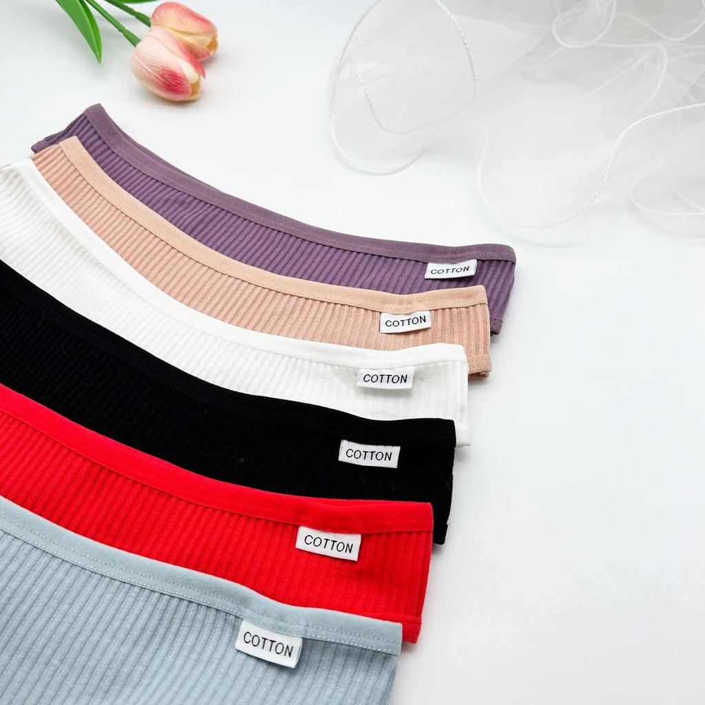 Женский хлопковый бикини-тонг с рубчиком с низкой посадкой