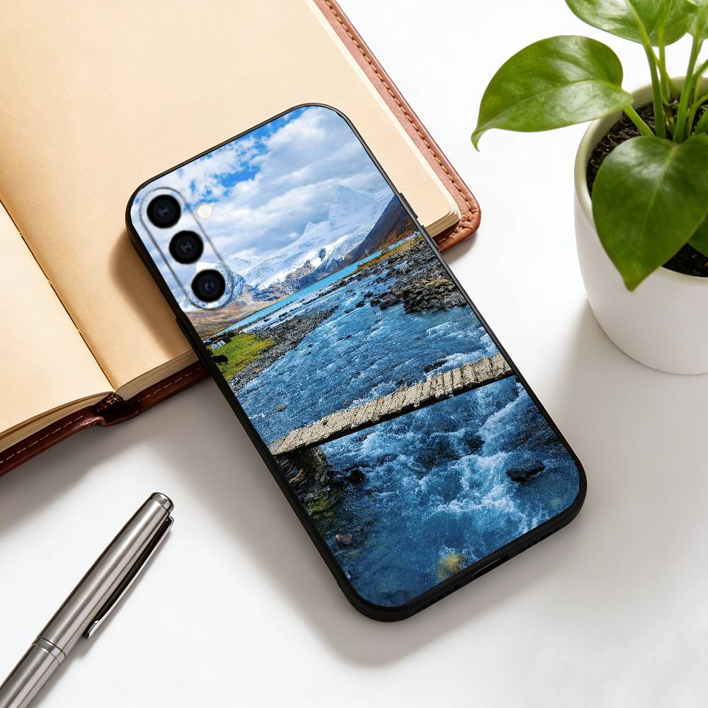 Чехол для телефона «Снежная гора» для Samsung Galaxy A73, A72, A71, A70, A53, A52, A51, Другие Мягкий черный чехол
