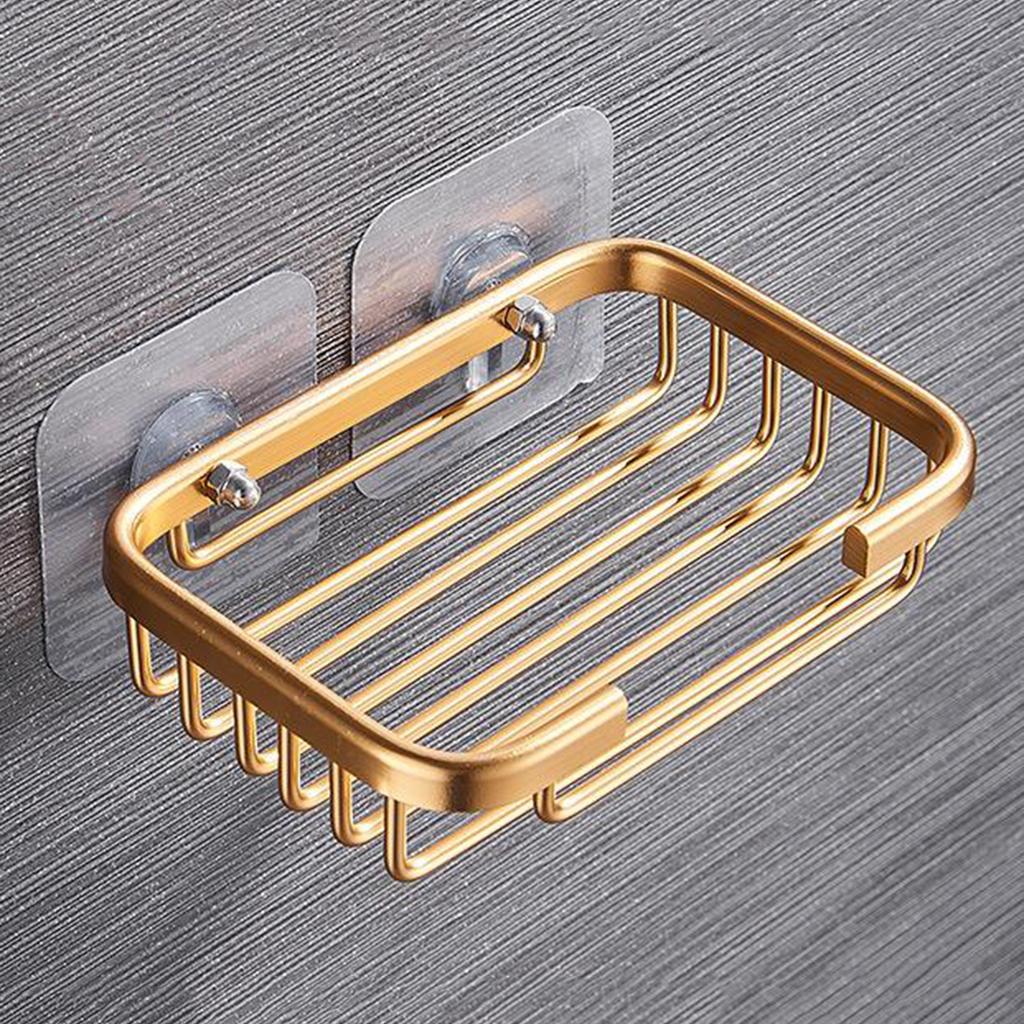 Soap Saver Sponge Dish Holder Bathroom Shower Wall Mounted Storage Basket No Drilling Aluminum Adhesive Soap Dish Holder Rack