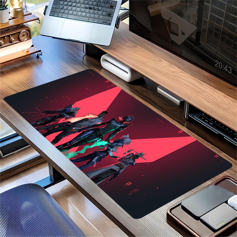 1pc Large Gaming Mouse Pad, UV Reactive Non-Slip Desk Mat, Washable PolyesterValorant, Agents, TeamworkComputer Pad with Vibrant Game Machin