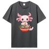 Kawaii Axolotl Ramen Noodles японское аниме Otaku Nu Goth футболка унисекс хлопковая футболка одежда большие футболки с рисунком
