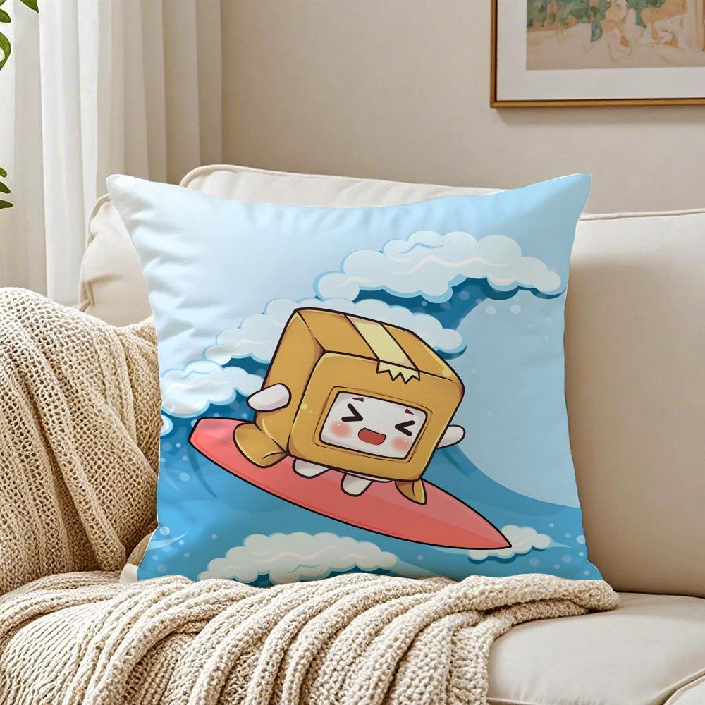 Funny Cute Cartoon LLankyboxesES Cushion Cover Linen Pillowcase Soft for Sofa Bed Home Room Decor