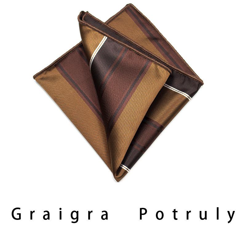 Italian Style Tie Men'S Formal Wear Business Striped Retro Gray Coffee Suit Shirt Pocket Towel Suit