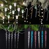 Clear Acrylic Christmas Tree Decorations Christmas Hanging Ornaments Snowflake & Icicle Hanging Decor New Year Party Decorations