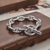 Retro S925 Silver Nose Bracelet with Heavy OT Buckle for Men and Women - Trendy Cross-Border Jewelry