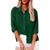 (SU)Women's Autumn Long Sleeve Button Solid Color Loose Shirt Casual Large Size Shirt
