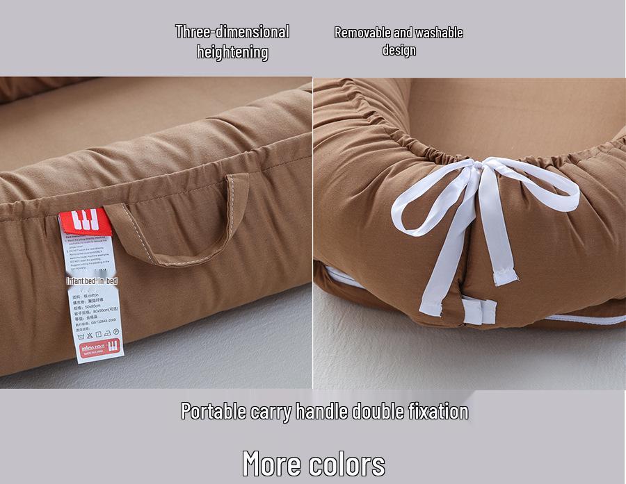 Portable Hemay Solid Color Folding Baby Nest Bed, Removable Bionic Travel Baby Bed
