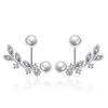 Fashion Pearl Leaf Back Hanging Stud Earrings Girls Zircon Tassel Earrings Cute Sweet Lady Earrings