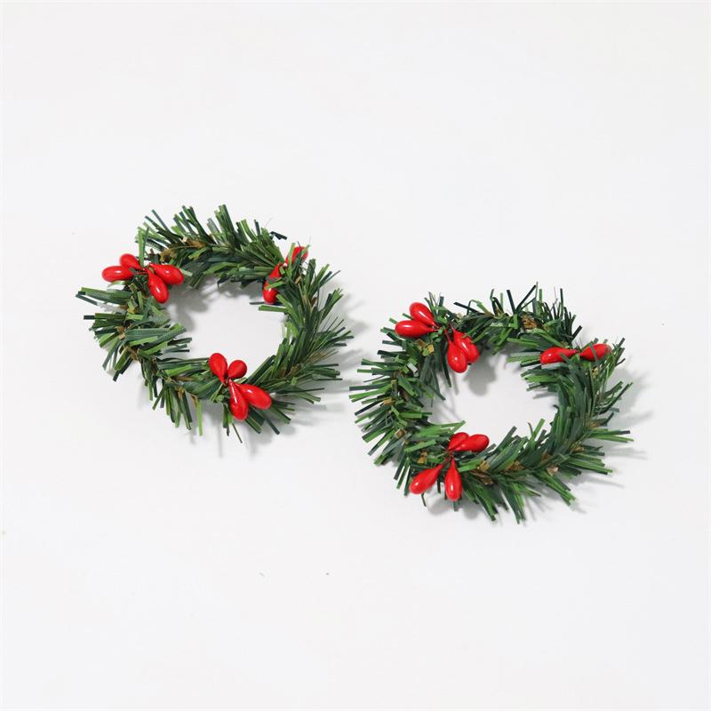 2Pcs Creative Dollhouse Mini Model Handmade Holiday Decorations Christmas Wreath