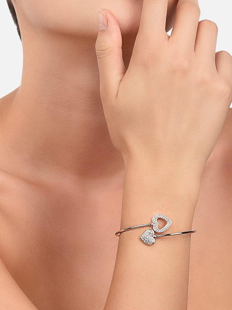 Комбо из 2 браслетов-када из латуни цвета розового золота с кубическим цирконием для женщин