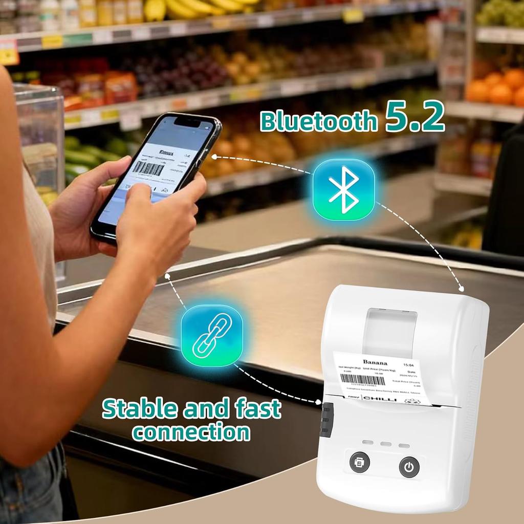 Portable Bluetooth Label Maker Machine with 3 Waterproof Label Rolls, 2 Inch Lightweight Thermal Label Printer for Small Business Office School Home