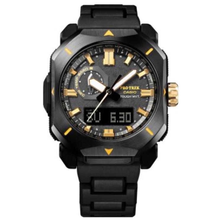 Casio PRW 6900 Водонепроницаемость 100м Солнечный кварцевый механизм Ремешок из смолы и нержавеющей стали Часы PRW-6900ZE-1