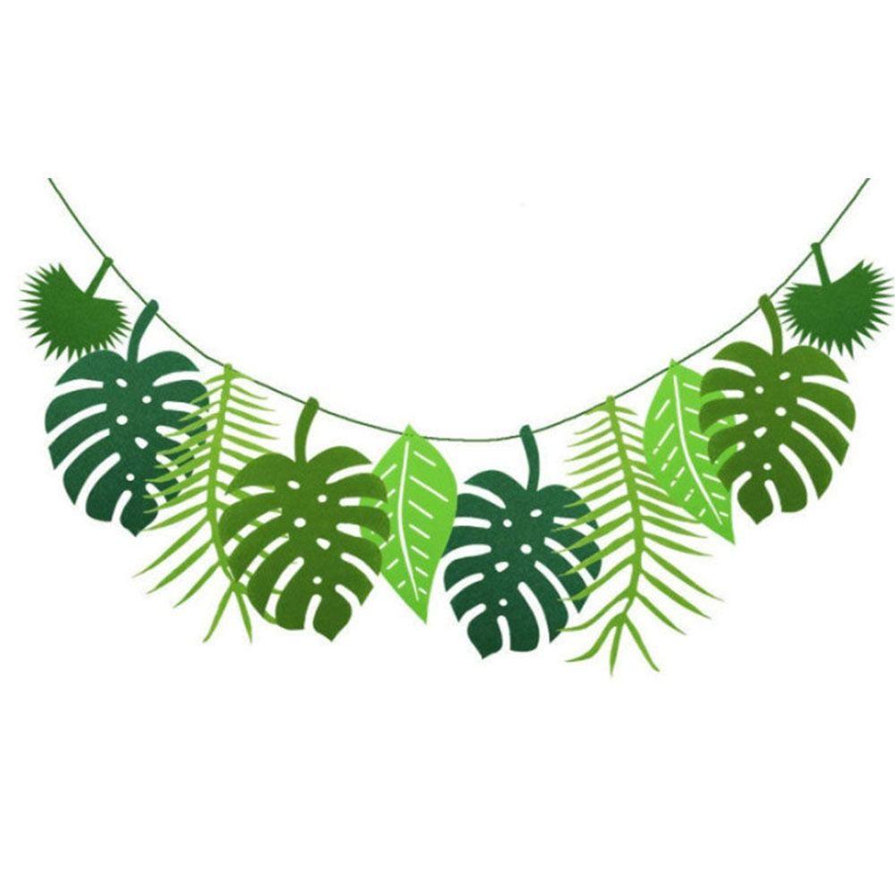 Cartoon Pineapple Turtle Leaves Banners Handmade Hawaii Party Banner Creative Leaf Flag  Birthday