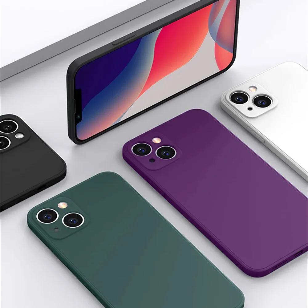 Фиолетовый Для Для Iphone 16 Жидкий Силикон Чехол для Телефона 11 12 13 14 1 Pro Max Mini X XS XR 7 8 14 1 16 Plus Чехол с Полной Защитой