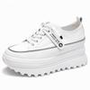 5.5cm Genuine Leather Platform Wedge Shoes Chunky Sneaker White Casual Comfortable Breathable Spring Autumn Shoes