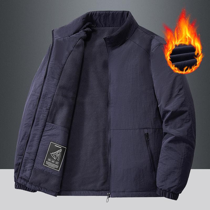 Мужская куртка из плотного бархата с ветрозащитным утеплителем, воротником-стойкой и изысканным внешним видом