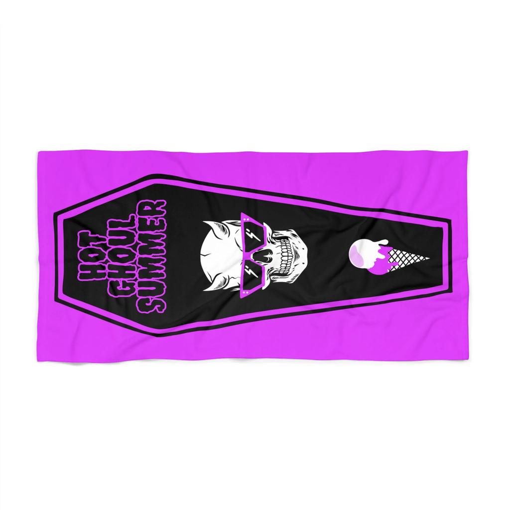 1PC Purple Coffin Hot Ghoul Gothic Halloween Beach Towel Soft Absorbent Pool Travel Decor
