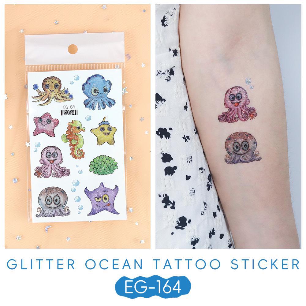 2023 Ruikalong водонепроницаемые блестящие морские животные мультфильм татуировки наклейки для детей