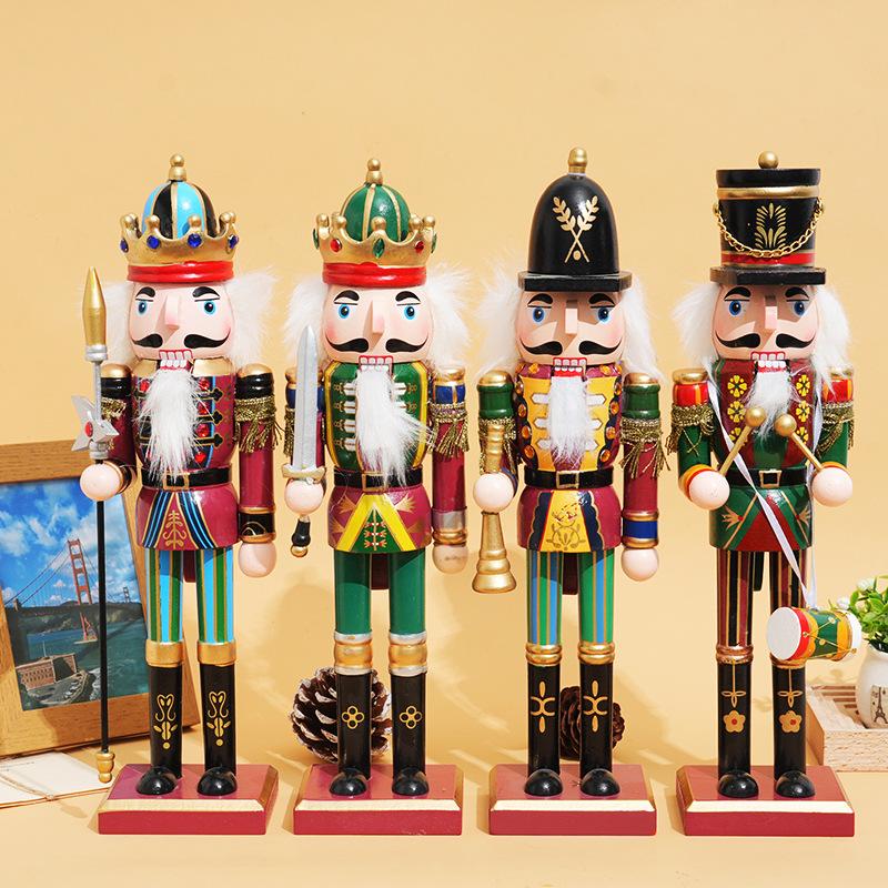 30cm Nutcracker Puppet Soldier Ornament Doll Merry Christmas Decoration Creative Gift Wooden Handicrafts Desktop Cute Ornament