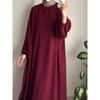 Женское однотонное элегантное платье А-силуэта свободного кроя с длинным рукавом 2026 Повседневная офисная одежда
