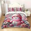 Christmas Snowman Pattern 3d Printed Bedding Set Cute Pink Style Duvet Cover Set Soft Comfortable Home Luxury Quilt Cover Set