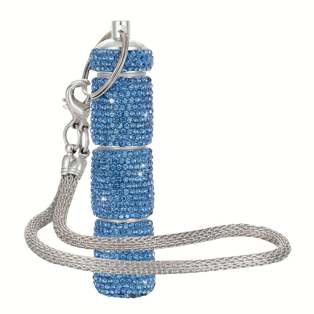 Блестящая таблетница Портативный дорожный контейнер для таблеток инкрустированный стразами Водонепроницаемый маленький держатель для таблеток с брелоком Милая коробка для хранения таблеток