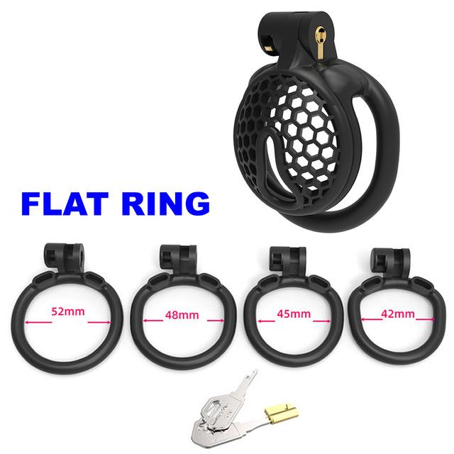 Sissy Male Mini Honeycomb Chastity Lock Breathable BDSM CB Lock Male Chastity Device with 4 Penis Rings Cock Cage Adult Sex Toy