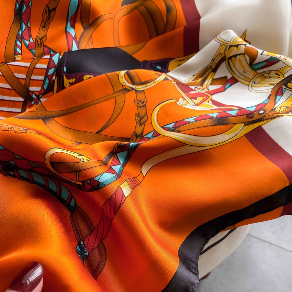 New 180*90cm Fashion Silk Scarf Scarftop Headwraps Women Vintage Four Seasons Hair Scarve Hijab Foulard Bandana Femme Headscarf