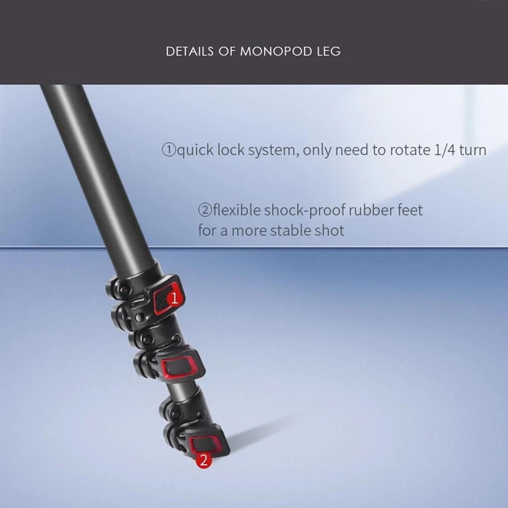 Miliboo MUFA-BK 62.6-inch Foldable Tripod Camera Stand with Fluid Tripod Head Aluminum Alloy 5kg/