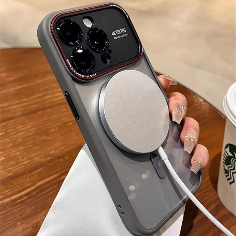 Магнитный Металлический Бампер Защита Объектива Чехол Для Для Iphone 16 1 14 Pro Max 16pro Беспроводная Зарядка Жесткий Прозрачный Чехол Для