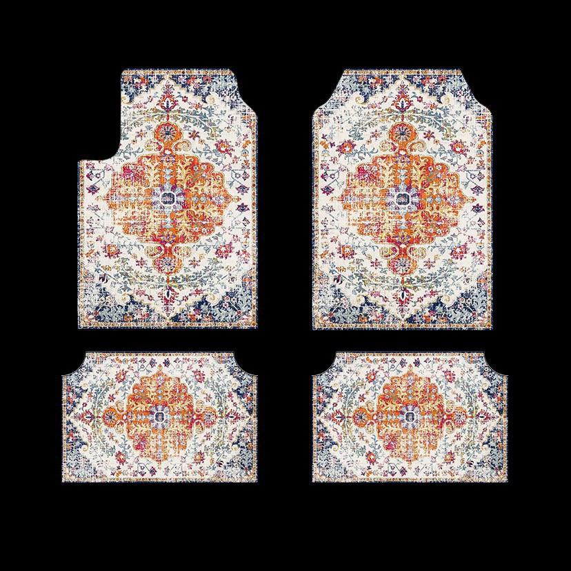Vintage Persia Kilim Complete Car Foot Mat Machine Made Suede Anti-Skid PVC Bottom Wear Resistant Universal Car Interior Rug
