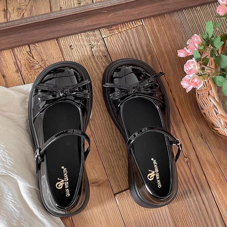 Ретро бант круглый носок платформа маленькие кожаные туфли женские новые осенние туфли Мэри Джейн туфли феи