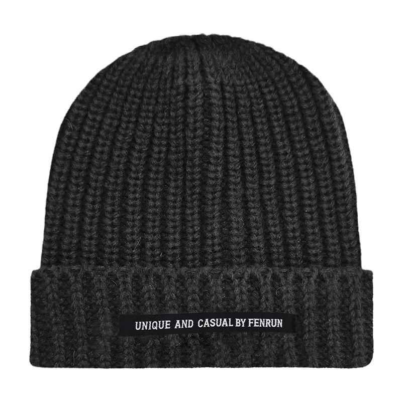 Casual Unique And By Fenrun Letter Print Knitted Hat Thick Striped Cap Warm