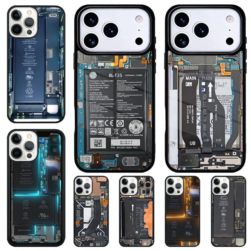 Ударопрочный чехол для телефона с рисунком материнской платы для iPhone 17 Air 16e 15 11 12 14 13 Pro Max Защитная крышка Coque