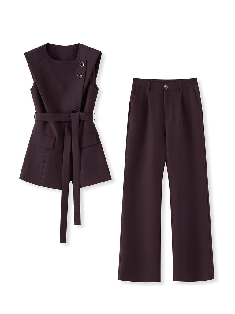 Высококачественный комплект из двух предметов в западном стиле: длинный жилет приталенного силуэта и брюки микроклеш.