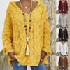 Women's Autumn and Winter Knitted Thickened Twist V-Neck Hooded Loose Sweater
