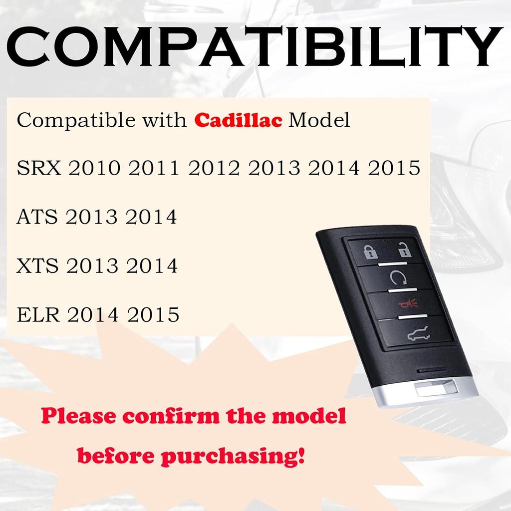Замена Брелока Подходит для Cadillac SRX 2010 2011 2012 2013 2014 2015 ATS XTS 2013-2014 ELR Кнопка Запуска Двигателя Умный Дистанционный Ключ Бесключевого Доступа