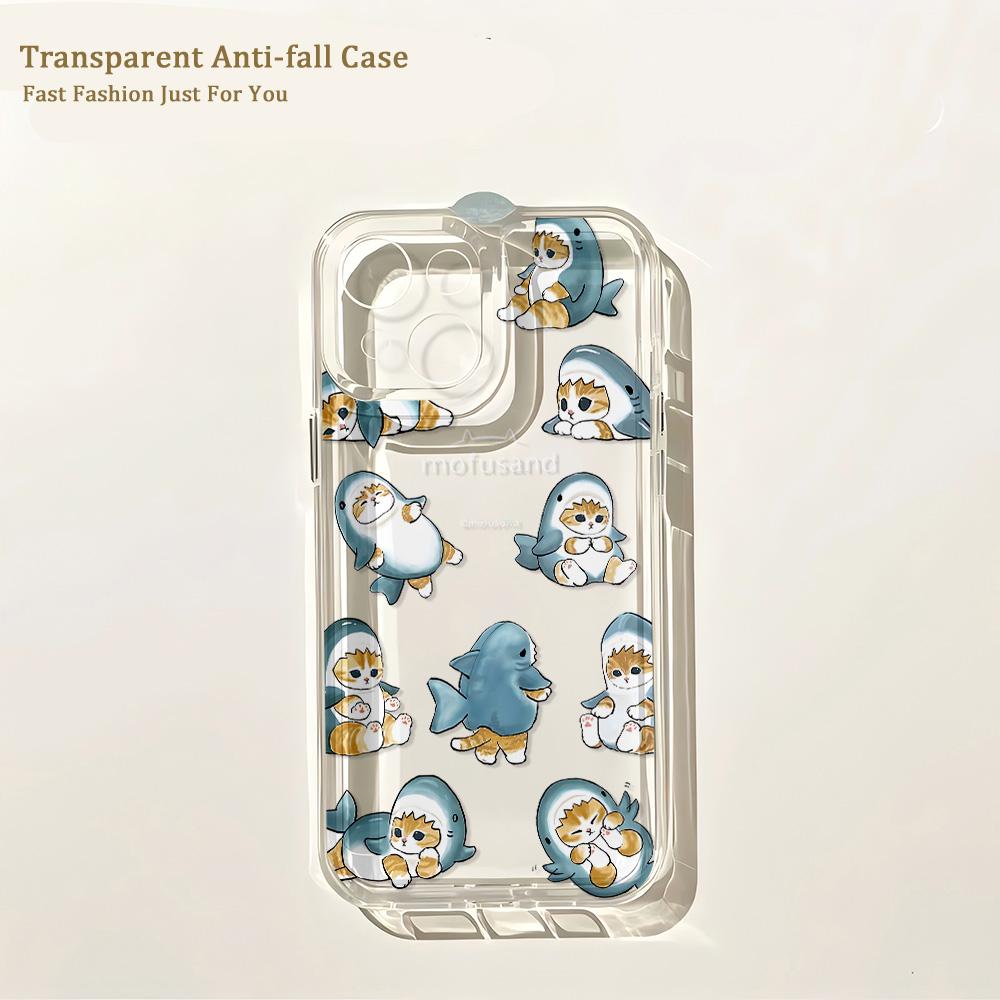 Милый чехол для телефона M-mofusands Кот iPhone 17 16 16e 15 14 13 12 11 Mini Pro Max X XR XSMax 7 8 Air Plus Прозрачная задняя крышка