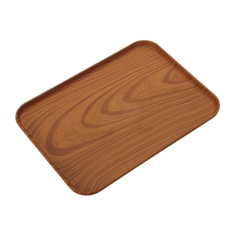 Rectangular Wood Grain Serving Tray for Cake, Fruit, Coffee, Dessert, and Storage
