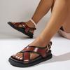 Women's Shoes Open Toe Women's Sandals Outdoor Casual Sandals Women Round Toe Buckle Strap Plus Size Flat with Shoes Women