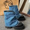 Мода Осень Зима Новые Модные Ботинки Женские Повседневные Брюки Ботинки Толстая подошва До середины голени Ботинки Головные Короткие Ботинки Роскошные Прочные