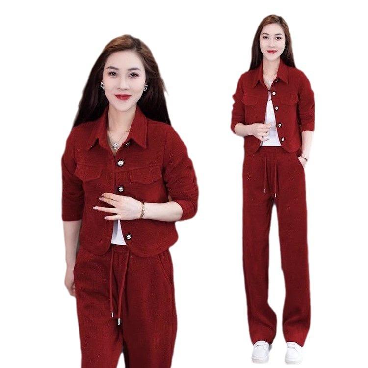 Женский костюм высокого класса, модная весенне-осенняя куртка, куртка + широкие брюки, костюм из двух предметов