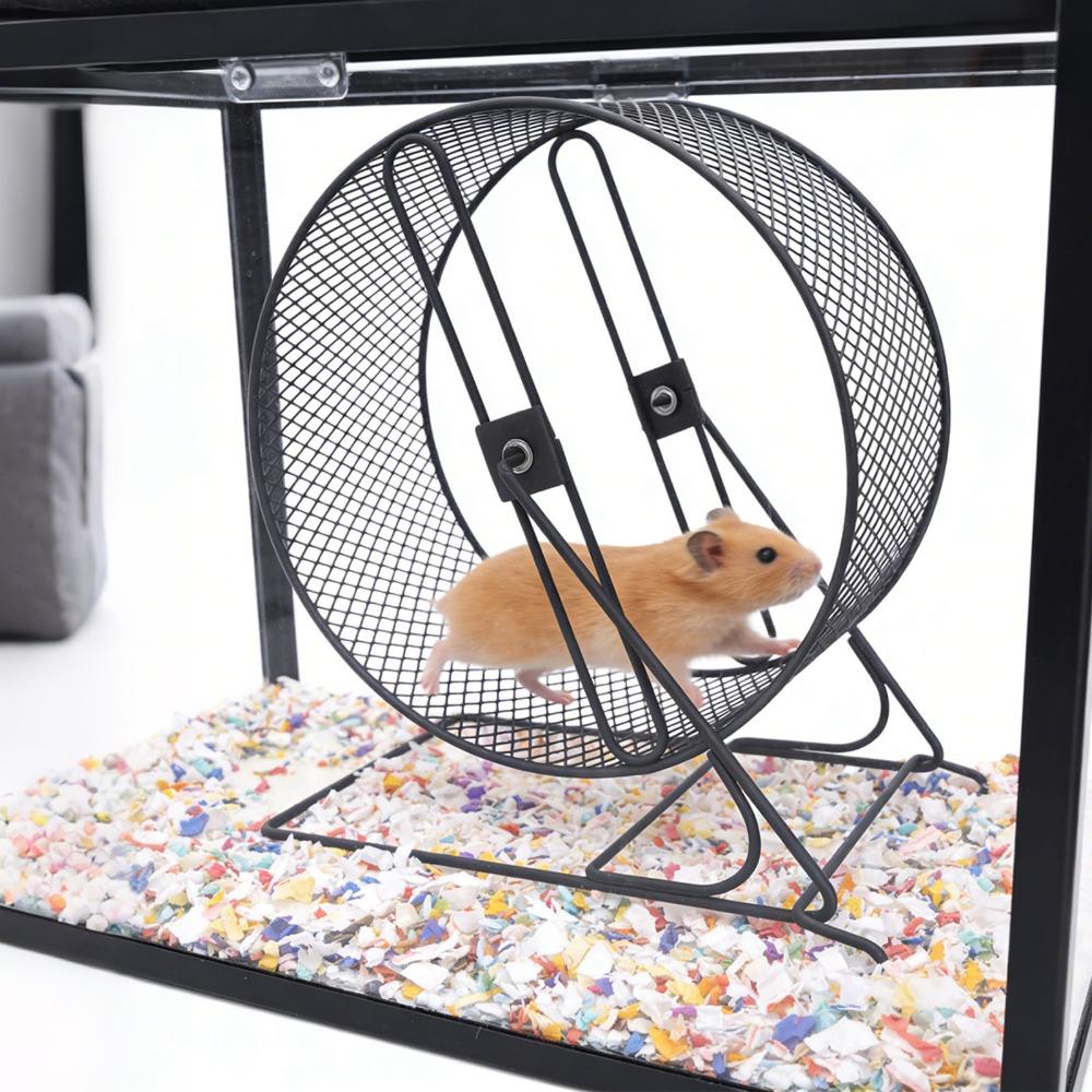 Black Chinchilla Exercise Wheel Iron Squirrel Exercise Wheel Sturdy Pet Running Wheel  Cage