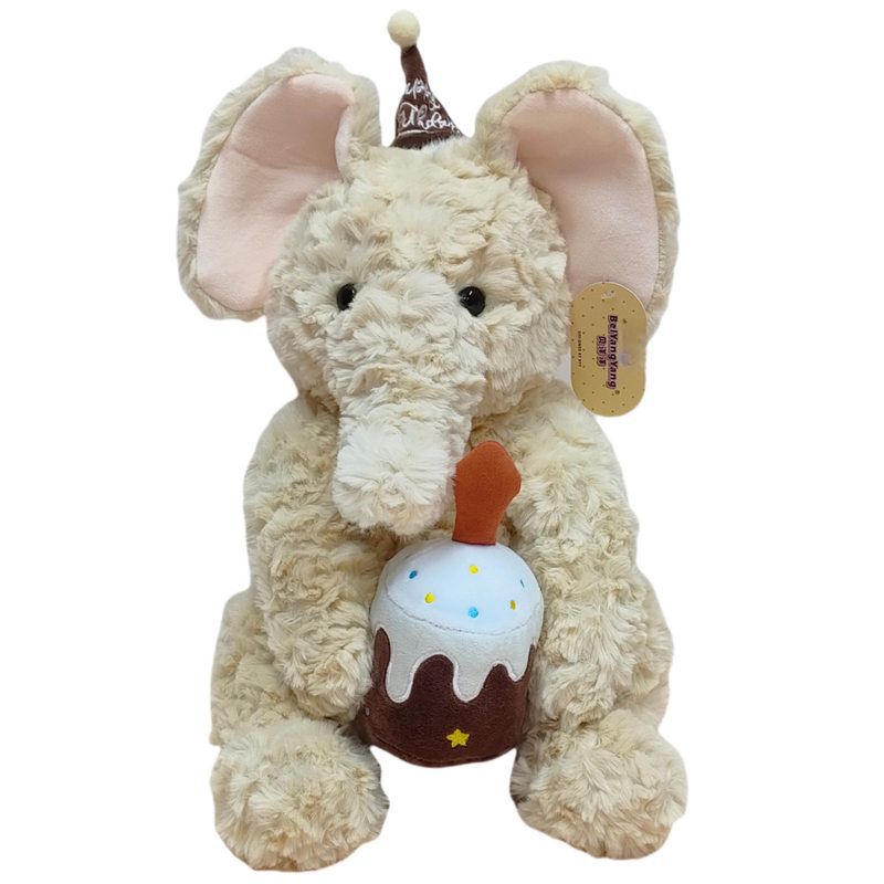 Милый плюшевый слон в сидячей позе, праздничный, компаньон, успокаивающий, подарок на день рождения, слон-кукла на торт, детские игрушки