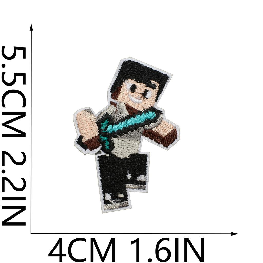 Game Character Embroidery Cloth Sticker My World Patch Sticker Bag Decoration Embroidery Label Pixel Chapter Sticker Heat Transfer