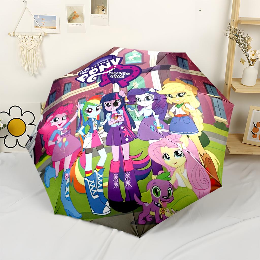 My Little Pony Friendship Portable Automatic Umbrella Compact 8-Rib Design Sturdy Construction Travel Essential Fashion Lovers Stylish Gift for Women